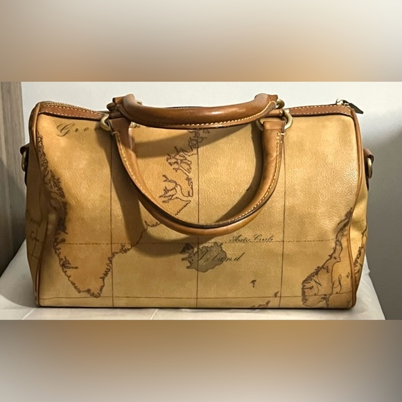 Alviero Martini Leather Handbag Brown Purse Boston Speedy Bag Satchel Milan Bags - Picture 4 of 12